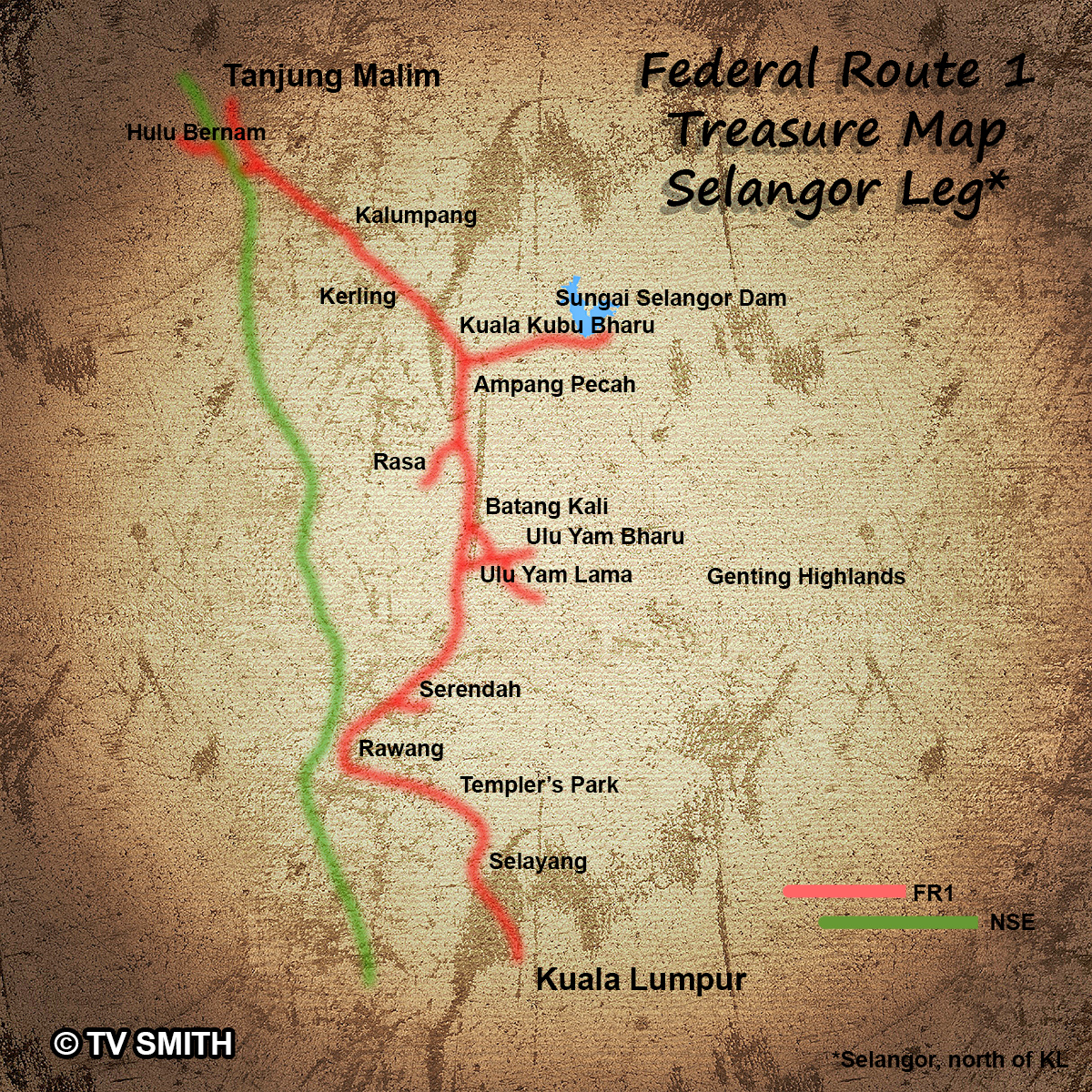 Map – Federal Route 1, North of KL